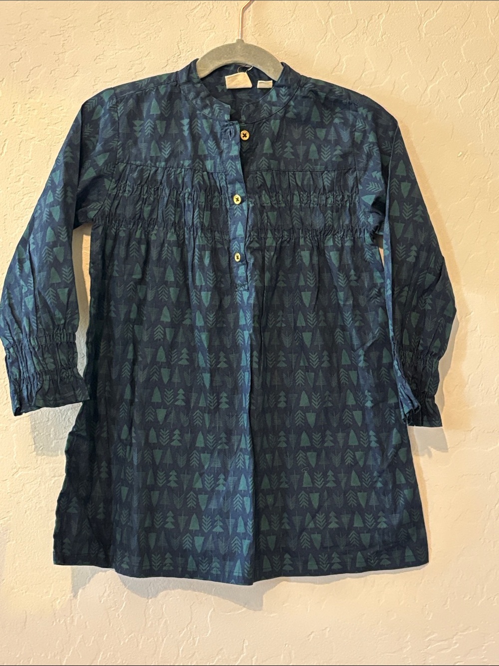 Beet World navy and green tree patterned dress